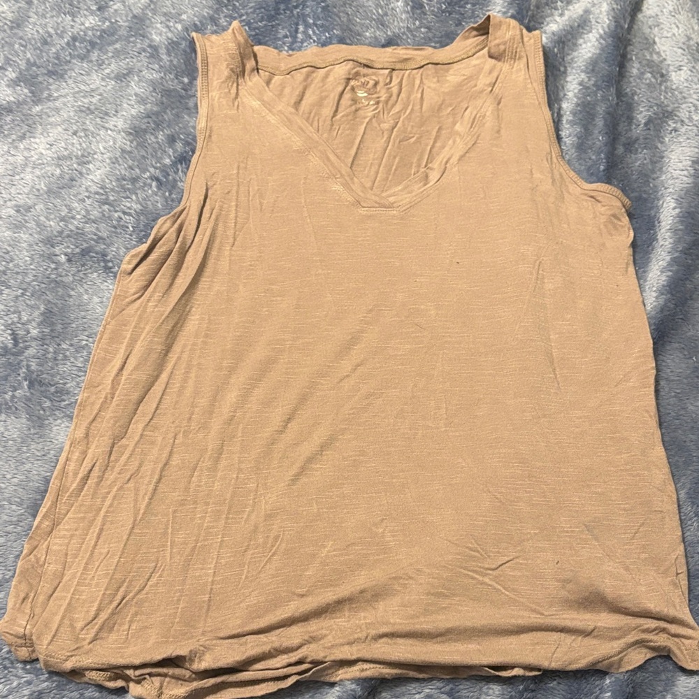 Casual Beige V-Neck Tank Top